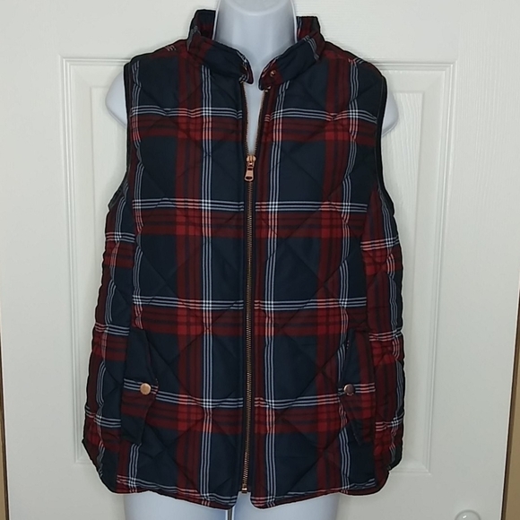 Kensie Jeans Puffy Plaid‎ Vest - Picture 1 of 12